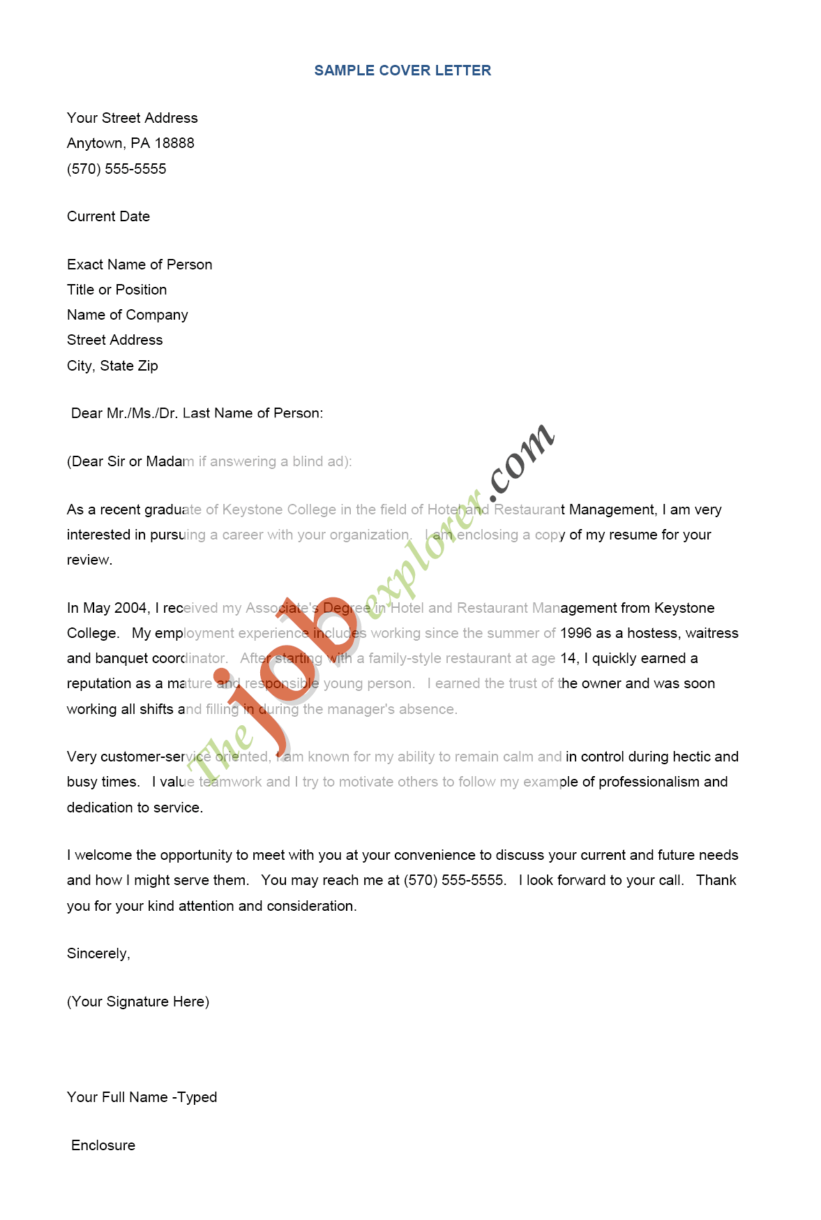 Cover Letter Template Examples from www.thejobexplorer.com