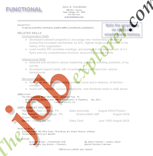 how to write resume for high school. Functional Resume