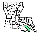 Map of Lafourche Parish