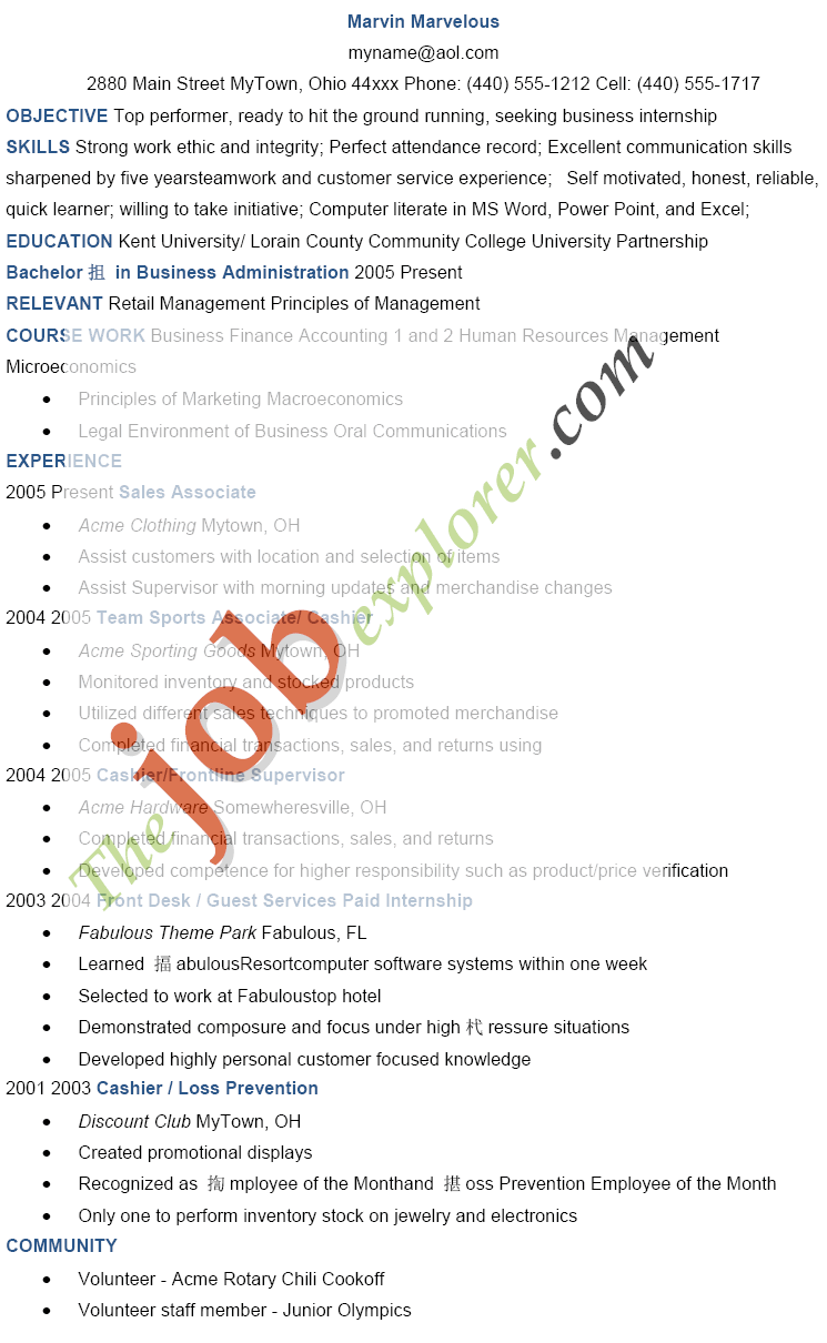 sample job resume template